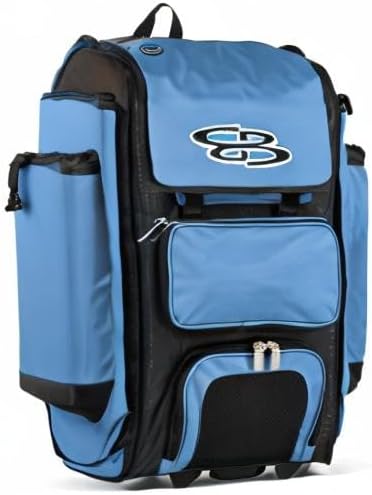 Boombah Rolling Catcher's Superpack Baseball/Softball Gear Bag - 23-1/2" x 13-1/2" x 9-1/2" - Multiple Colors - Telescopic Handle and Holds 4 Bats - Wheeled Version