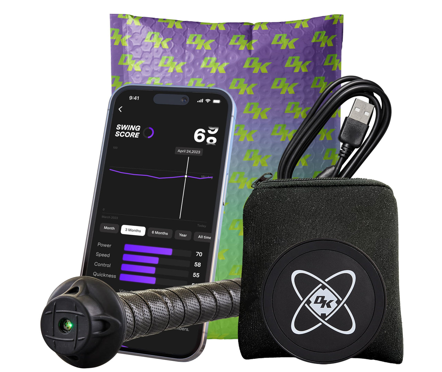 SwingTracker Bat Sensor and Swing Analyzer for Baseball and Softball with Included Subscription, Ideal for Youth, Teens, Teams, and Coaches