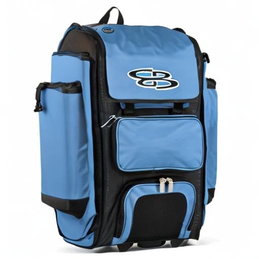 Boombah Rolling Catcher's Superpack Baseball/Softball Gear Bag - 23-1/2" x 13-1/2" x 9-1/2" - Multiple Colors - Telescopic Handle and Holds 4 Bats - Wheeled Version