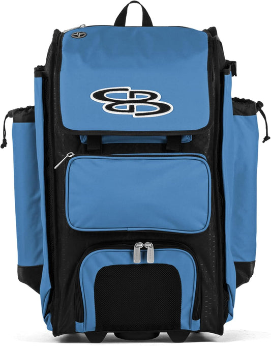 Boombah Rolling Catcher's Superpack Baseball/Softball Gear Bag - 23-1/2" x 13-1/2" x 9-1/2" - Multiple Colors - Telescopic Handle and Holds 4 Bats - Wheeled Version